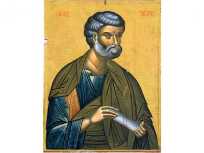 წმ. მოციქული პეტრე- მოწაფე, რომელიც სამი დღის განმავლობაში ჯვარზე გაკრული ქრისტეს სახარებას ქადაგებდა