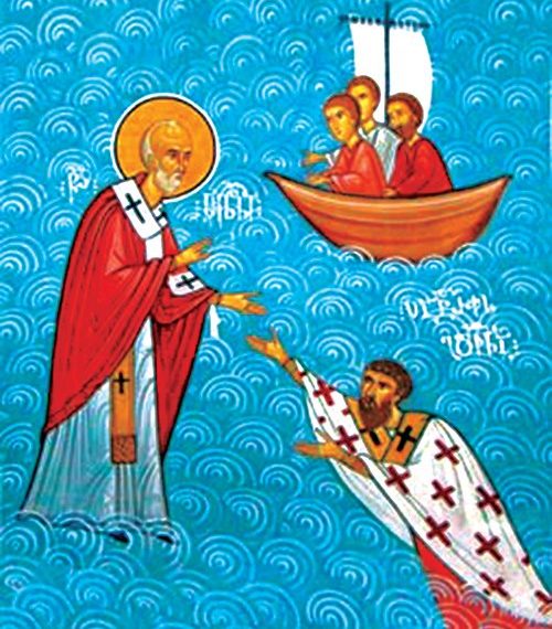 მლოცველთა ჯგუფი და წმ.ნიკოლოზის მიერ აღსრულებული სასწაული
