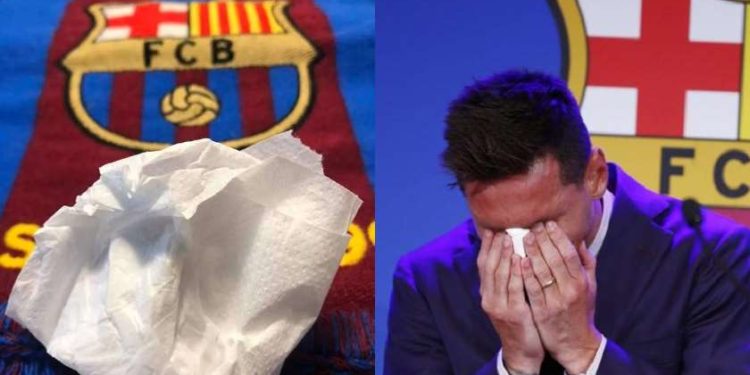 ხელსახოცი, რომლითაც ლეო მესიმ გამოსამშვიდობებელ პრესკონფერენციაზე ცრემლები მოიწმინდა, $1 მილიონად იყიდება