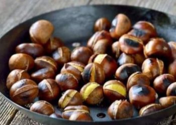 შემწვარი წაბლი გრილზე – წაბლი•Chestnut-ის პროდუქტი