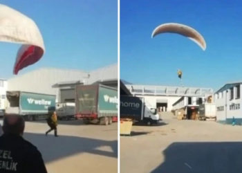 თურქეთში კაცი პარაშუტით მიფრინდა სამსახურში, რომ არ დაეგვიანებინა