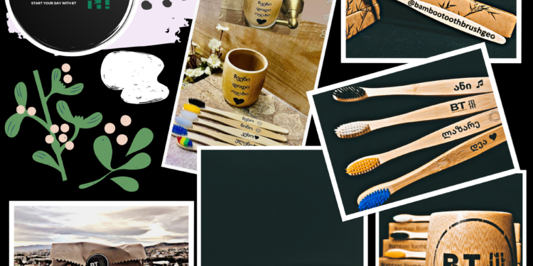 100%-ით ბიოდეგრადირებადი ბამბუკის კბილის ჯაგრისი და ჭიქა თქვენთვის სასურველი წარწერით