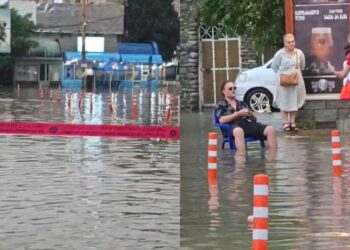 ძლიერი წვიმის შედეგად, რუსთავში რამდენიმე ქუჩა დაიტბორა