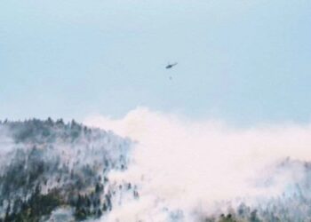 ბორჯომში, ტყის ხანძრის ქრობაში 4 ვერტმფრენი ჩაერთო